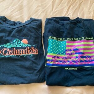 Columbia Mens'  Short-Sleeve Graphic Tee with Neon Mountain Flags
